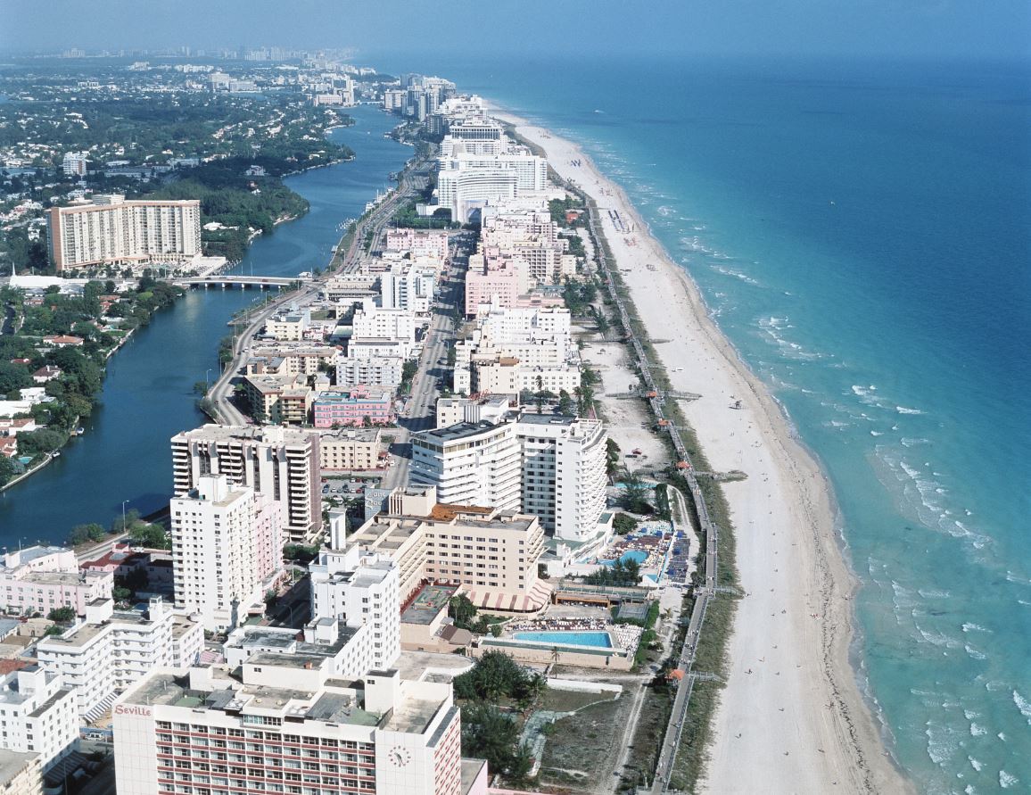 Coastal map illustration with lighthouse markers.